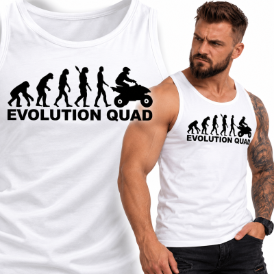 TANK TOP ŚMIESZNY EVOLUTION QUAD BIAŁA